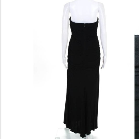 BADGLEY MISCHKA BLACK RUCHED SWEETHEART GOWN Sz 6 - Picture 3 of 6